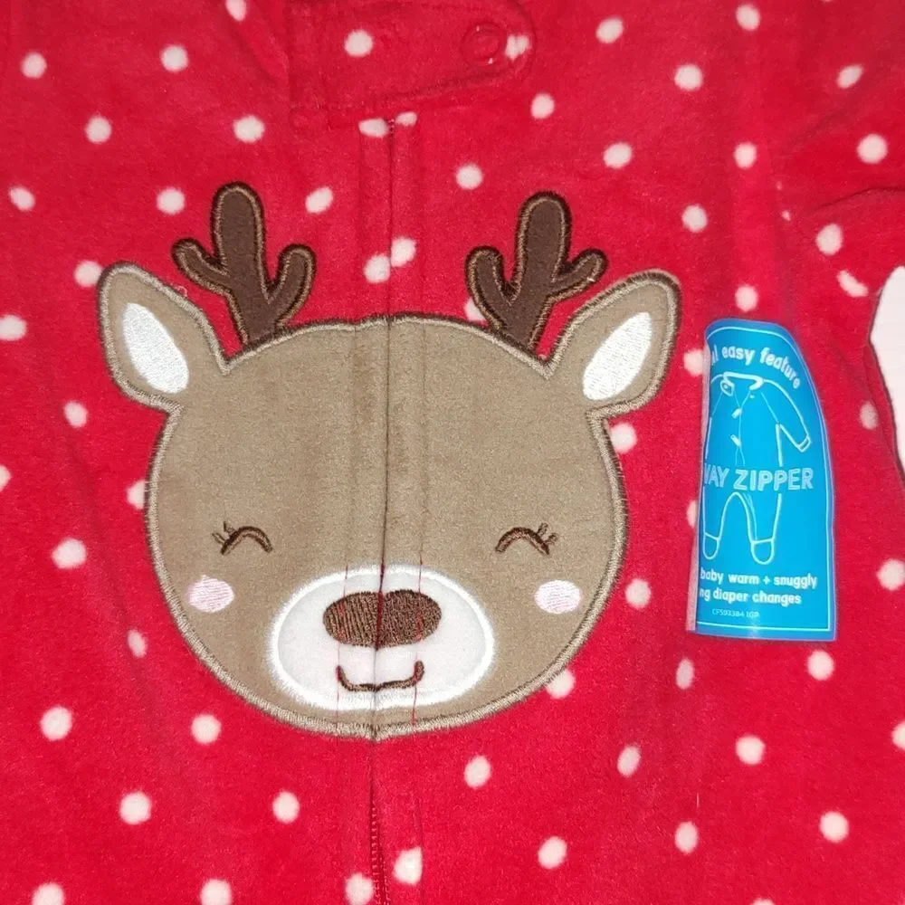 Carter's Sleep and Play reindeer christmas  holiday sleeper  outfit  Sz 3m  NWT